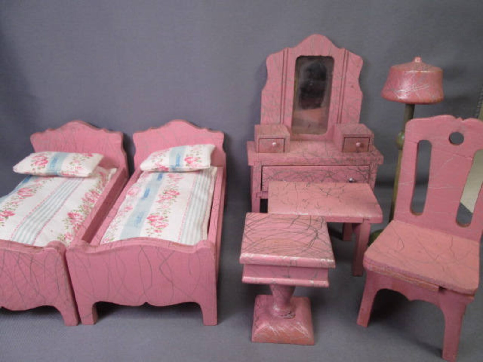 Vintage Dollhouse Furniture Complete Strombecker Bedroom Set Etsy