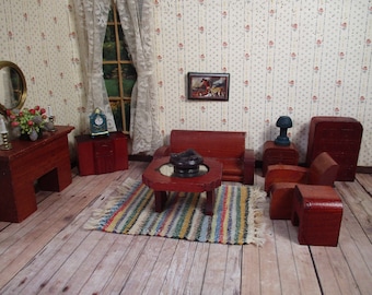 Vintage Dollhouse Furniture - Nancy Forbes Living Room - 1945
