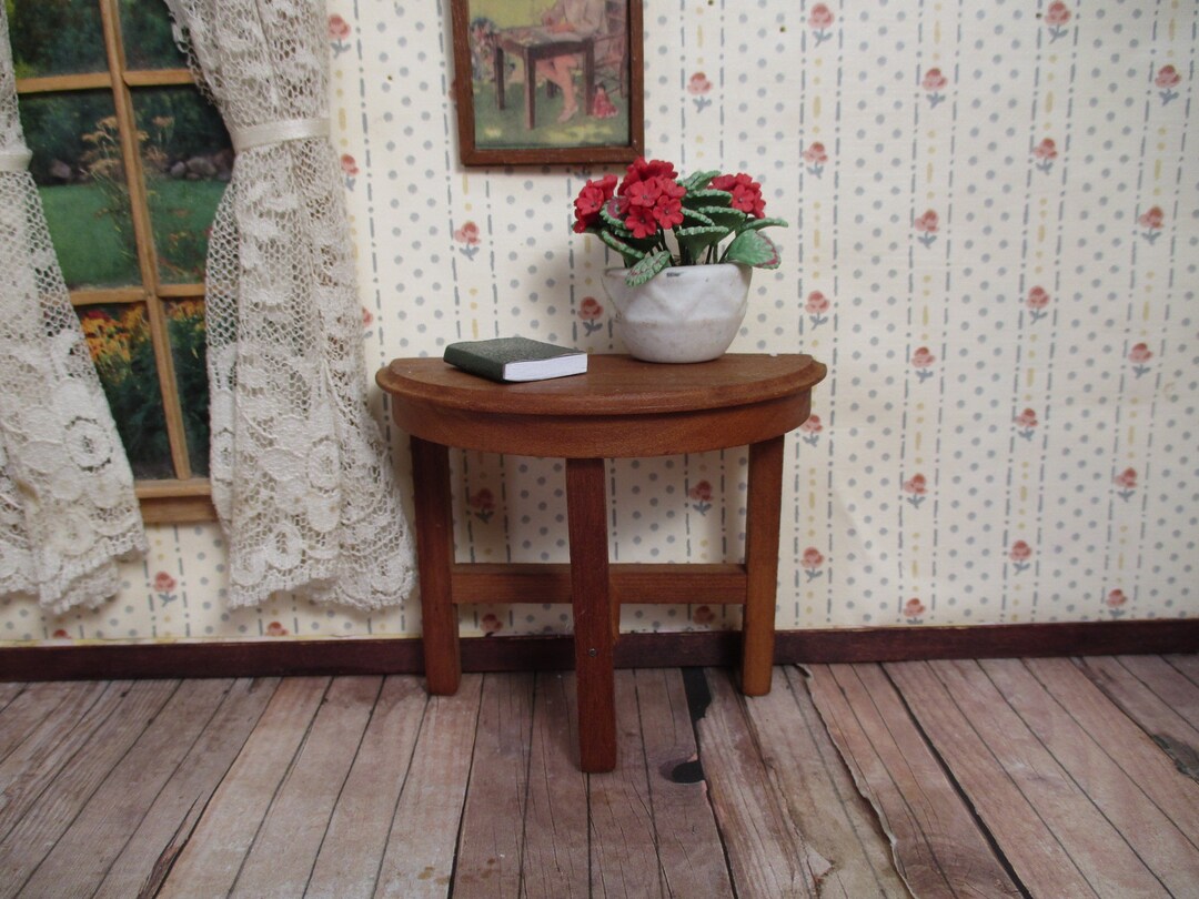 Vintage Wooden Dollhouse Furniture white House Demilune Table 112 Scale Etsy