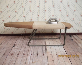 Vintage Dollhouse Miniature - Ironing Board and Iron - 1:12 Scale
