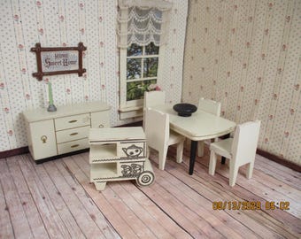 Vintage Dollhouse Furniture - Strombecker Dining Room - 1960 - 1:16 (3/4") Scale