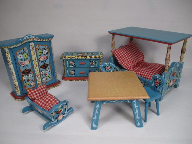 Vintage Dollhouse Furniture Dora Kuhn 7 Piece Bedroom Set 1 Scale Etsy UK