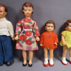 Vintage German Rubber ARI Dolls - Family of Four - Mid 20th Century - Marked