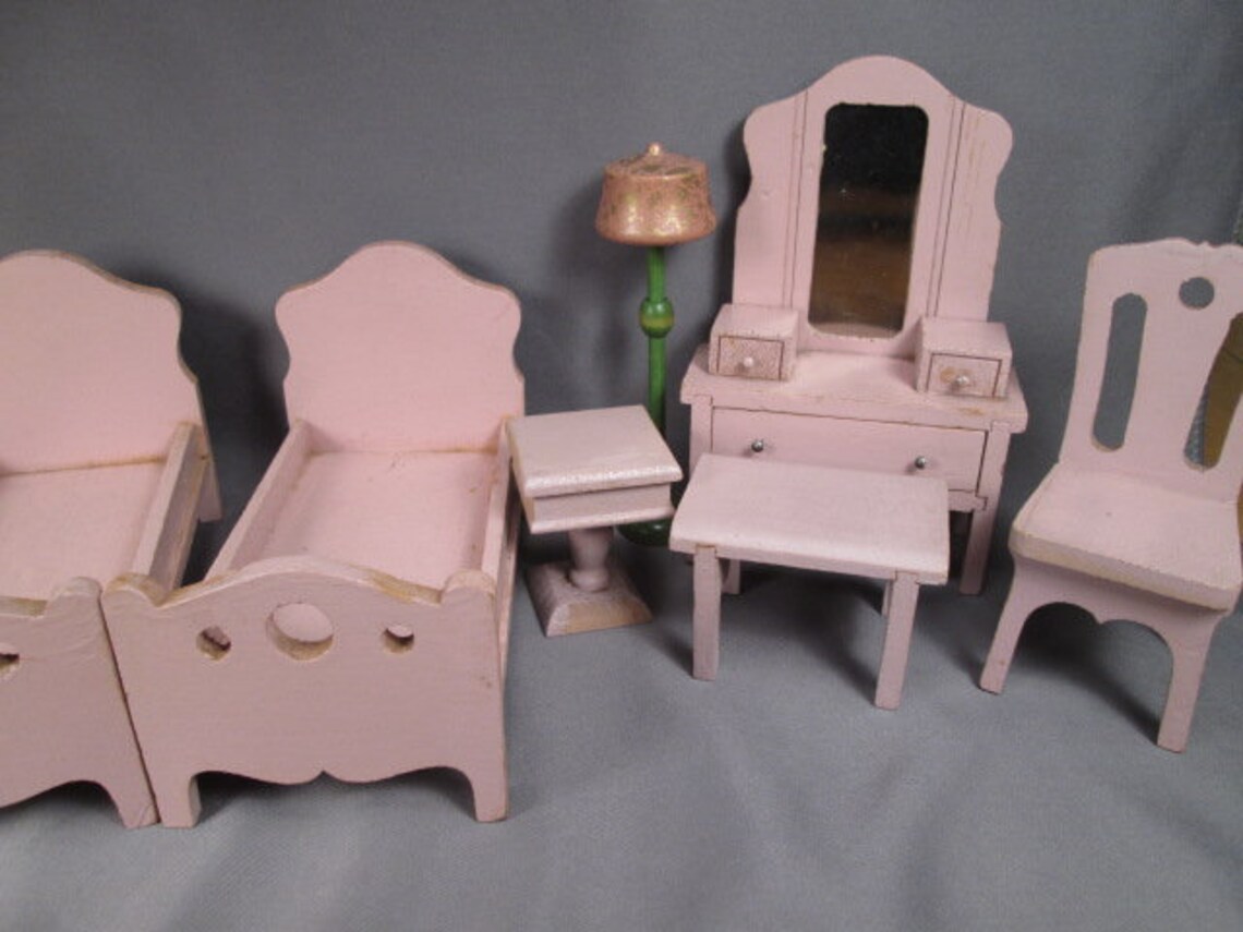 Vintage Dollhouse Furniture Strombecker Bedroom Set from Etsy