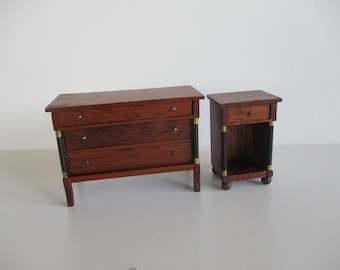 Vintage LYNNFIELD/Messer Early Low Dresser & Night Stand- Dollhouse Furniture - 1:12 Scale- ca. 30s
