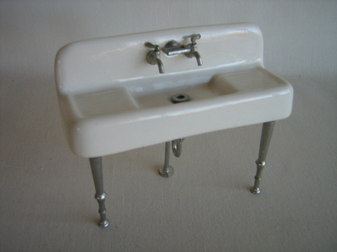 Vintage Miniature Dollhouse Porcelain Kitchen Sink 192030s Etsy