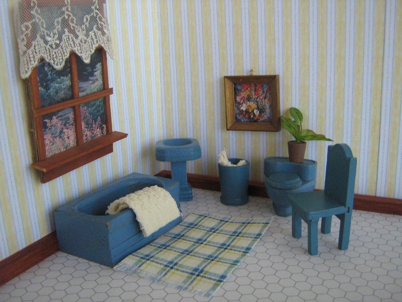 Vintage Strombecker Wooden Dollhouse Furniture 5 Piece Etsy