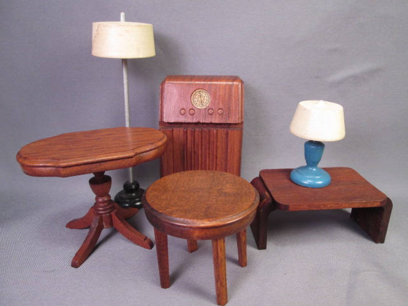 Strombecker Wooden Dollhouse Furniture 11 Piece Walnut Living Etsy