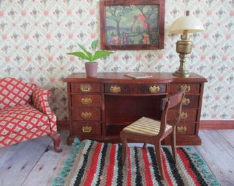 Vintage LYNNFIELD/BLOCK HOUSE Knee Hole Sideboard or Desk w/ Free Chair  -!:12 Scale-ca. 1960s