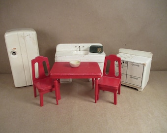 Vintage Wooden Dollhouse Furniture - Strombecker Kitchen Set - 1:12 Scale - 1955