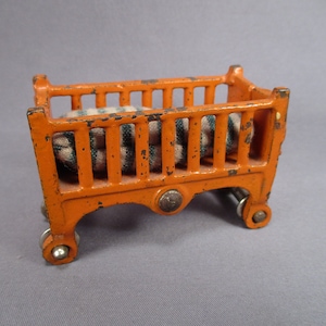 Vintage Metal Dollhouse Furniture - Kilgore Crib with Orange Enamel - 1:16 Scale