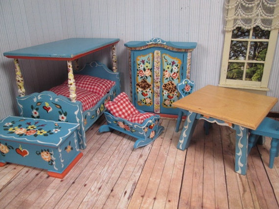 Vintage Dollhouse Furniture Dora Kuhn 7 Piece Bedroom Set 1 Scale Free Domestic Shipping