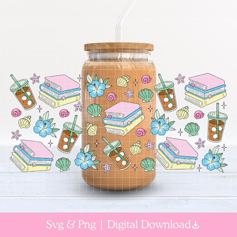 Booked for Summer 16oz Cup Wrap PNG SVG | Girly Beach Cup Wrap, Summer ...