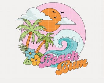 Beach Bum, Summer Vibes PNG & SVG, Summer Beach Png Shirt, Summer Shirt Design