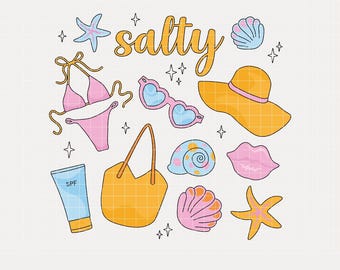 Salty Summer, Beach Essentials PNG & SVG, Summer Beach Png Shirt, Summer Shirt Design