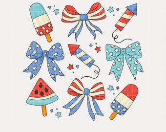 Lazos americanos del 4 de julio PNG y SVG, 4 de julio de moda PNG, Lazos coquetos PNG, 4 de julio PNG, Rojo, blanco y azul, Camiseta patriótica PNG
