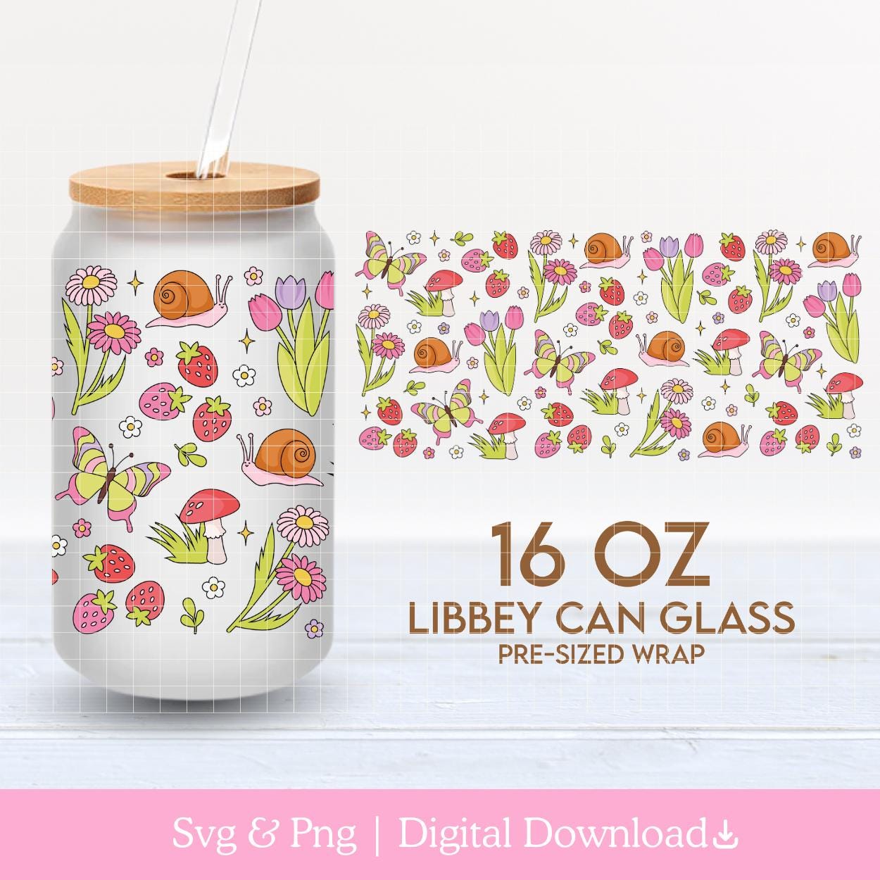 Blooming Season 16oz Cup Wrap PNG SVG, Flowers Libbey Can, Coquette ...