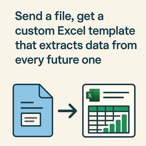 Send a File. Get a Custom Excel Template That Extracts Data from Every Future One.