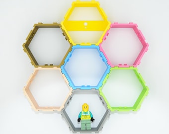 Sechseckiges LEGO Figuren Display Regal 3D gedruckt