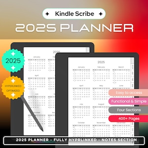 2025 Kindle Scribe Planner, Monthly Planner, Weekly Planner, Daily Planner, Clickable Template, Digital Download