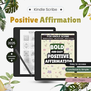 Positive Affirmation Tracing for Kindle Scribe | Clickable Template | Digital Download | Hyperlinked PDF