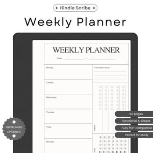 Kindle Scribe Weekly Planner - Undated Weekly Planner Scribe Template PDF - Daily Goals, Schedule, To Do