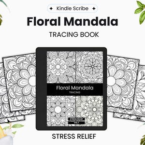 Stress Relief Floral Mandala Tracing for Kindle Scribe | Clickable Template | Digital Download | Hyperlinked PDF | Vol 1