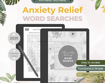 Woordzoekpuzzels voor angstverlichting voor Kindle Scribe (digitale download)