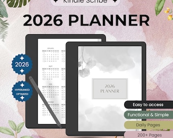 2026 Kindle Scribe Planner, Monthly Planner, Weekly Planner, Daily Planner, Clickable Template, Digital Download