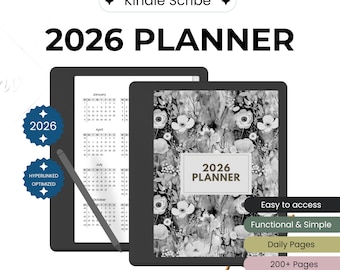 Kindle Scribe Planner 2026, Monthly Planner, Weekly Planner, Daily Planner, Clickable Template, Digital Download