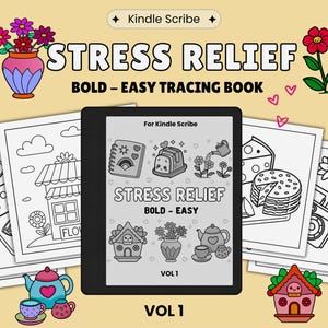 Stress Relief Bold Easy Tracing for Kindle Scribe | Clickable Template | Digital Download | Hyperlinked PDF | Vol 1