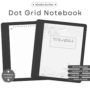 Kindle Scribe Dot Grid Notebook | Kindle Scribe Template with Hyperlinks PDF, Contents page, 80 pages for notes | Instant Download