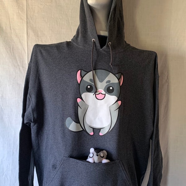 Pouch Pocket Hoodies Cartoon Sugar Glider