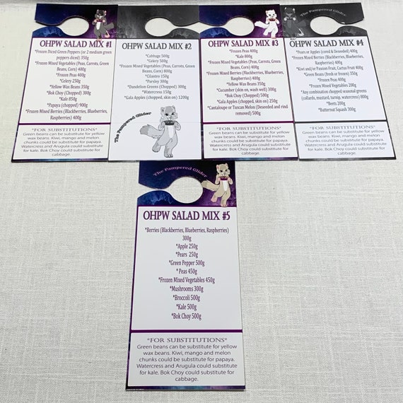 Sugar Glider Salad Door Hangers for OHPW CLO diet