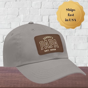 Custom Dad Hat Fathers Day Gift for Dads birthday Personalized leather patch Baseball Cap Papa Hat New Grandad gift for first time grandpa
