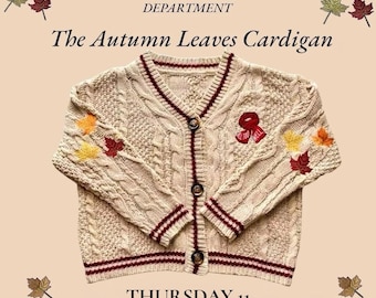 Red Scarf Cardigan, Autumn Leaves OAK Embroidered Leaves, Folklore Cardigan, Eras, RED