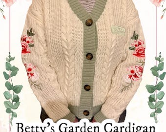 Betty’s Garden Cardigan, Folklore Embroidered Flower Cardigan, Cozy Knitted Jumpers, Eras, Folklore Cardigan