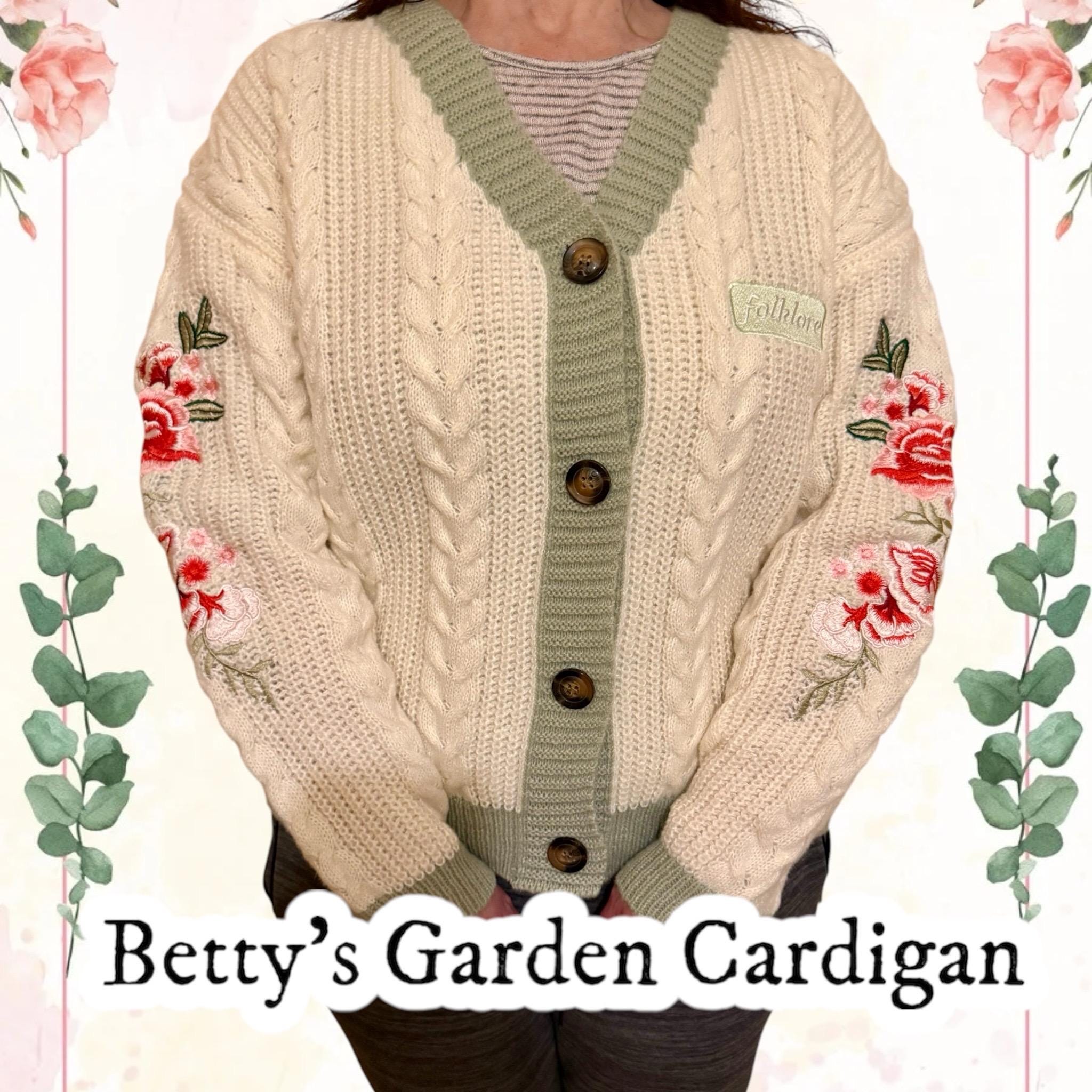 SeaRoomlynn - Vintage FlowerフロッキーKnitカーディガン Betty's Garden Cardigan, Folklore Embroidered Flower Cardigan