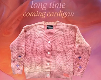It’s Been A Long Time Coming Cardigan Embroidered, Folklore Cardigan Eras, Midnight, Koi Fish