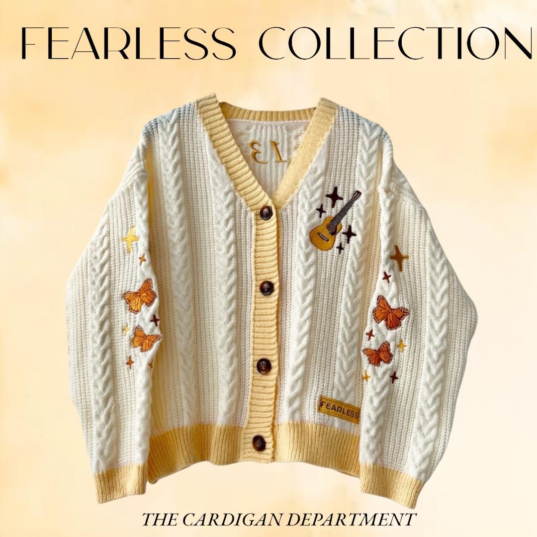 Fearless Cardigan Embroidered Butterflies, Folklore Cardigan Eras