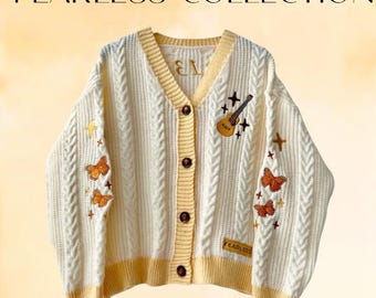 Fearless Cardigan Embroidered Butterflies, Folklore Cardigan Eras