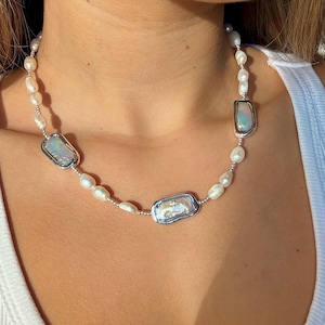 Freshwater Pearl Necklace: Handmade Silver Baroque Accent