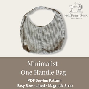 One Handle Tote Bag Sewing Pattern PDF – Easy DIY Bag with Lining, Inner Pocket & Magnetic Snap – Beginner Friendly – Instant Download