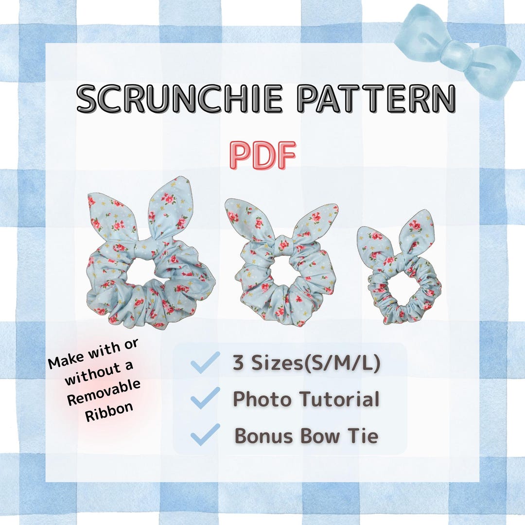 Scrunchie Sewing Pattern PDF – Easy Hair Scrunchie Tutorial for ...