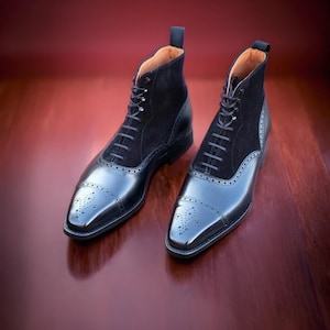 Customize handmade leather long boots for men, leather sole shoes, men wedding party leather lace up, ankle high long boots, leather boots