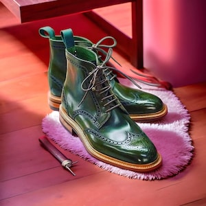 Customize handmade leather long boots for men, leather sole shoes, men wedding party leather lace up, ankle high long boots, leather boots