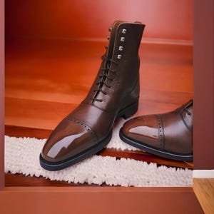Men&#39;s Customize handmade leather long boots, leather sole shoes, office wedding party leather lace up ankle high long boots, leather boots