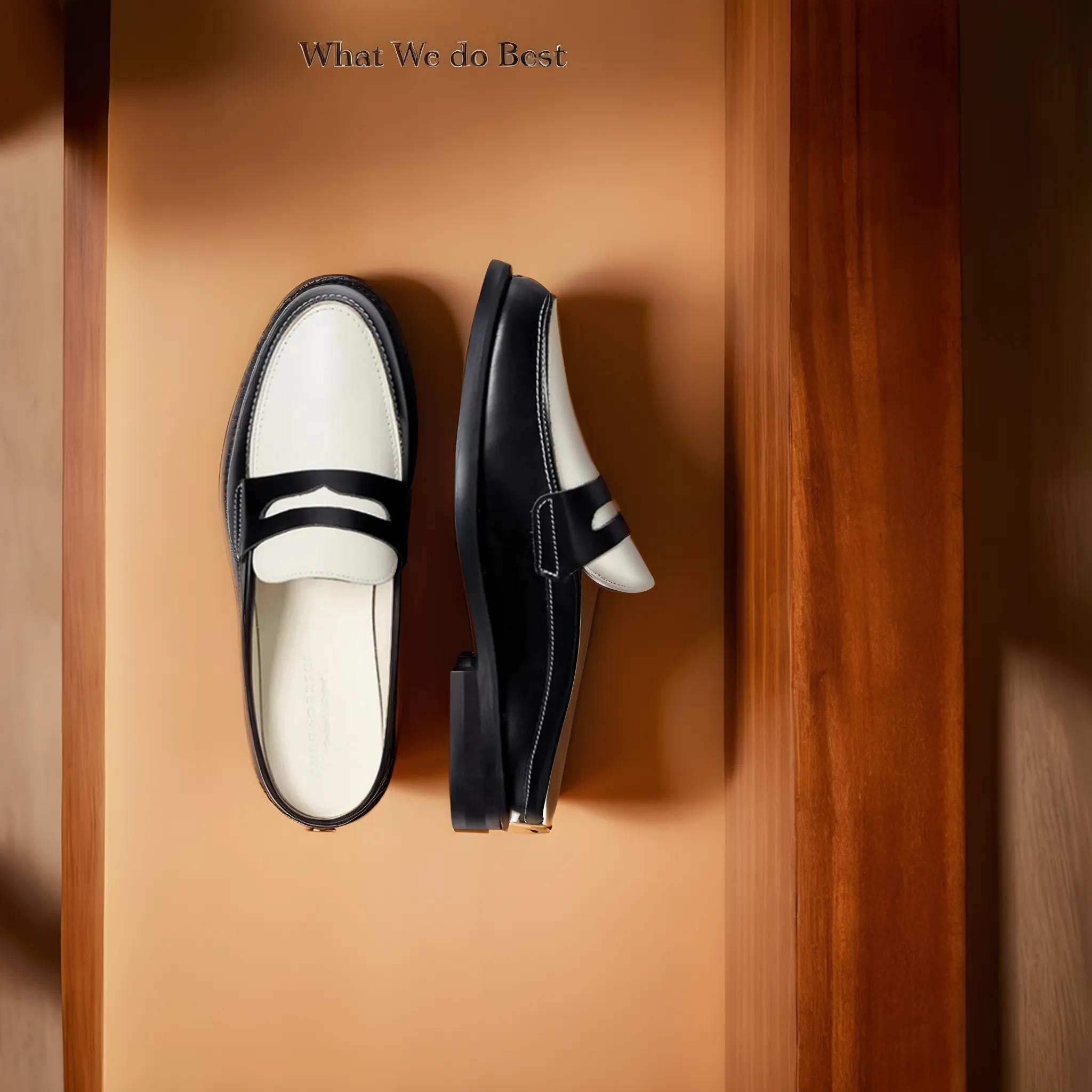 Black white loafers Etsy
