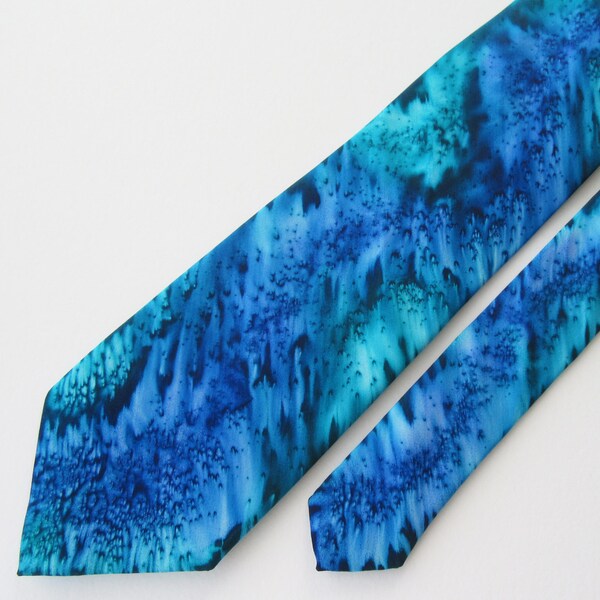 Blue Silk Tie, Hand Painted Blue Tie, Hand Painted Silk Tie, Teal Tie, Teal Silk Tie, Hand Painted Teal Tie, Silk Tie, Wedding Tie