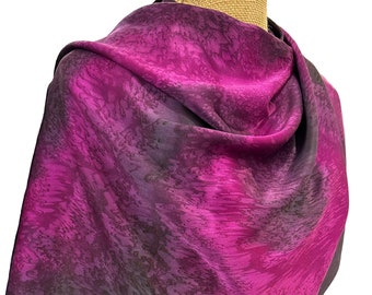 Silk Wrap, Hand Painted Red Violet and Charcoal Gray Silk Wrap, Hand Painted Silk Scarf, Silk Scarf, Purple Wrap, Gray Wrap, Gift For Her
